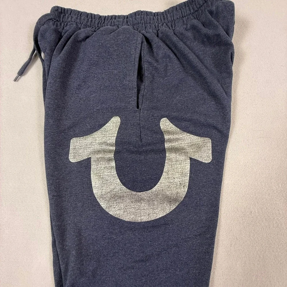 True Religion Mens Navy Blue Silver Horseshoe Logo‎ Jogger Sweatpants RN 134949